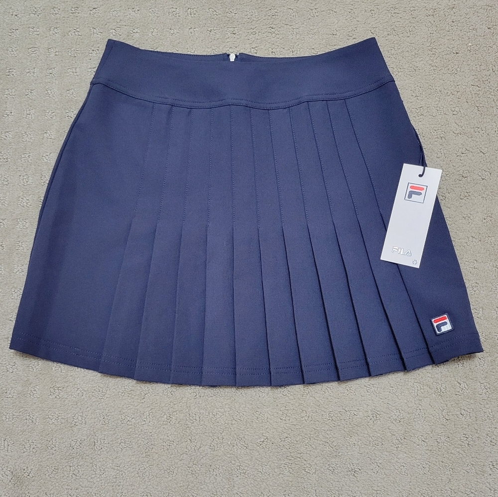 Fila Amy Navy Blue Pleated Mini Skirt